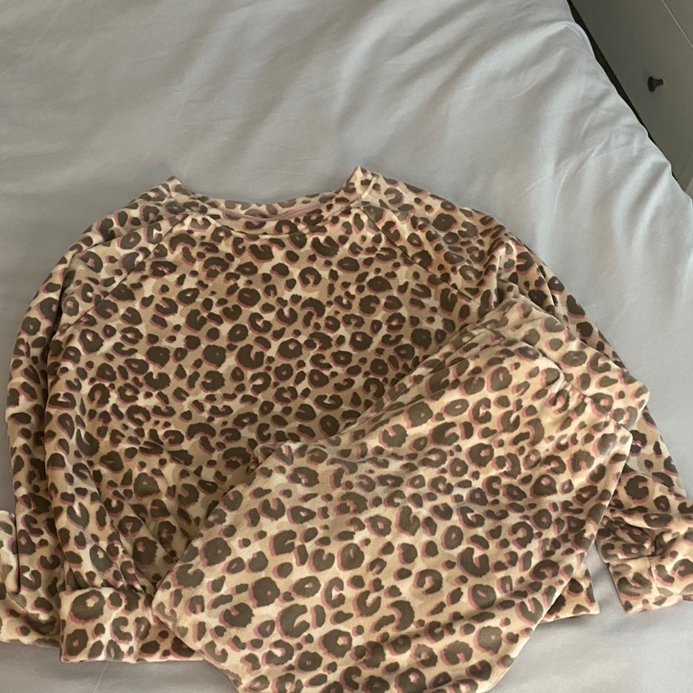 Velour Leopard Print Sweater and Pants set